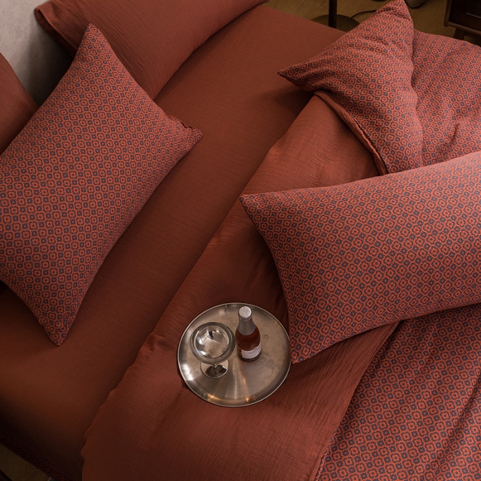 91家纺网 家纺一手货源 找家纺 黛馨 2023新款复古双层纱四件套 紫苏-2