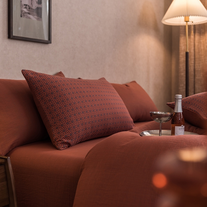 91家纺网 家纺一手货源 找家纺 黛馨 2023新款复古双层纱四件套 紫苏-2