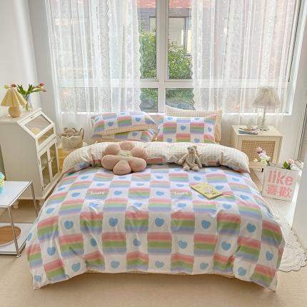 91家纺网 家纺一手货源 找家纺 （总）桃子家居2022新款ins小清新奶油卡通纯棉系列四件套