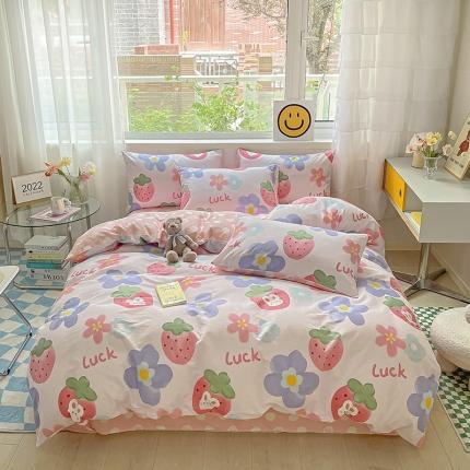 91家纺网 家纺一手货源 找家纺 （总）桃子家居2022新款ins小清新奶油卡通纯棉系列四件套