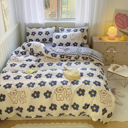 91家纺网 家纺一手货源 找家纺 （总）桃子家居2022新款ins小清新奶油卡通纯棉系列四件套