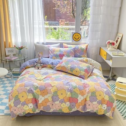 91家纺网 家纺一手货源 找家纺 桃子家居 2022新款ins小清新奶油卡通纯棉系列四件套 开心庄园