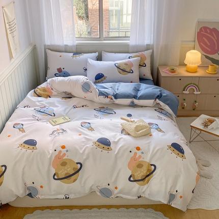 91家纺网 家纺一手货源 找家纺 （总）桃子家居2022新款ins小清新奶油卡通纯棉系列四件套