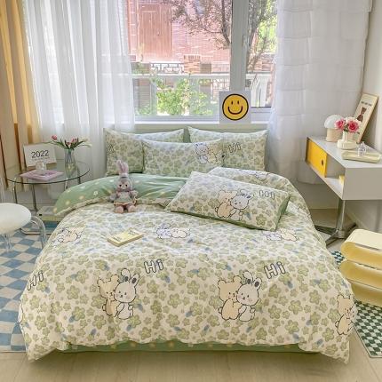 91家纺网 家纺一手货源 找家纺 （总）桃子家居2022新款ins小清新奶油卡通纯棉系列四件套