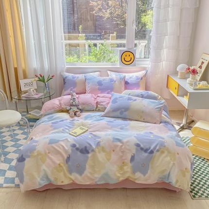 91家纺网 家纺一手货源 找家纺 （总）桃子家居2022新款ins小清新奶油卡通纯棉系列四件套