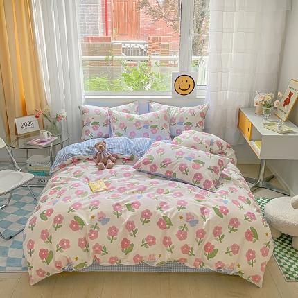 91家纺网 家纺一手货源 找家纺 （总）桃子家居2022新款ins小清新奶油卡通纯棉系列四件套