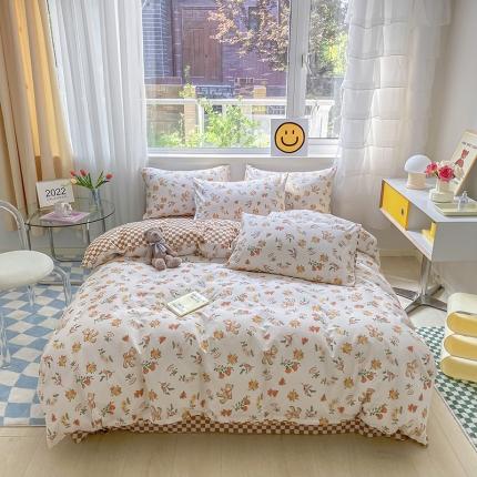 91家纺网 家纺一手货源 找家纺 （总）桃子家居2022新款ins小清新奶油卡通纯棉系列四件套