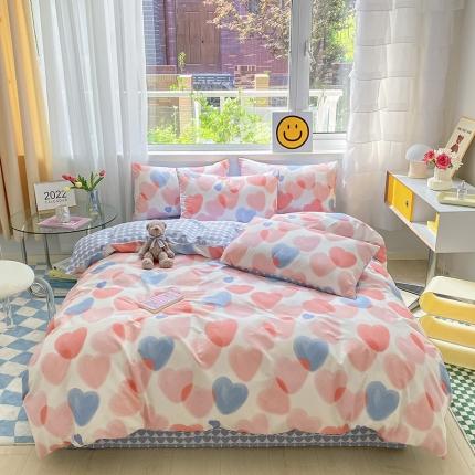 91家纺网 家纺一手货源 找家纺 （总）桃子家居2022新款ins小清新奶油卡通纯棉系列四件套