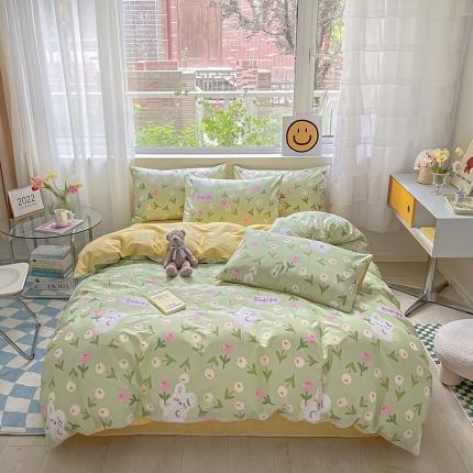91家纺网 家纺一手货源 找家纺 （总）桃子家居2022新款ins小清新奶油卡通纯棉系列四件套