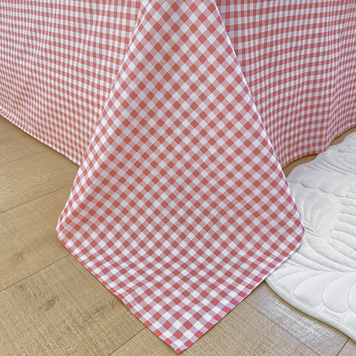 91家纺网 家纺一手货源 找家纺 桃子家居 2022新款ins小清新奶油卡通纯棉系列四件套 格子小熊小兔