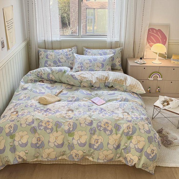 91家纺网 家纺一手货源 找家纺 桃子家居 2022新款ins小清新奶油卡通纯棉系列四件套 奇幻乐园