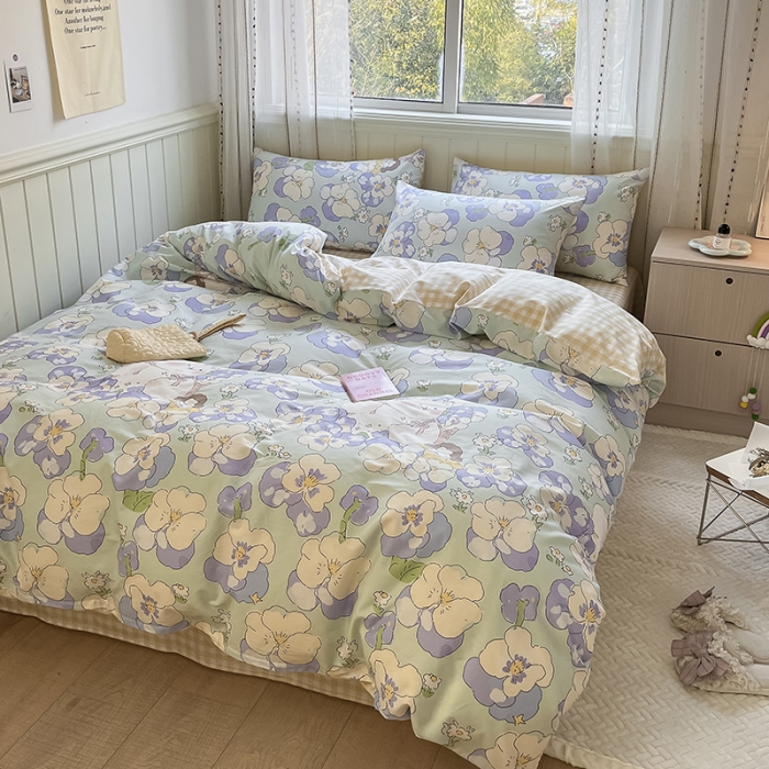 91家纺网 家纺一手货源 找家纺 桃子家居 2022新款ins小清新奶油卡通纯棉系列四件套 奇幻乐园