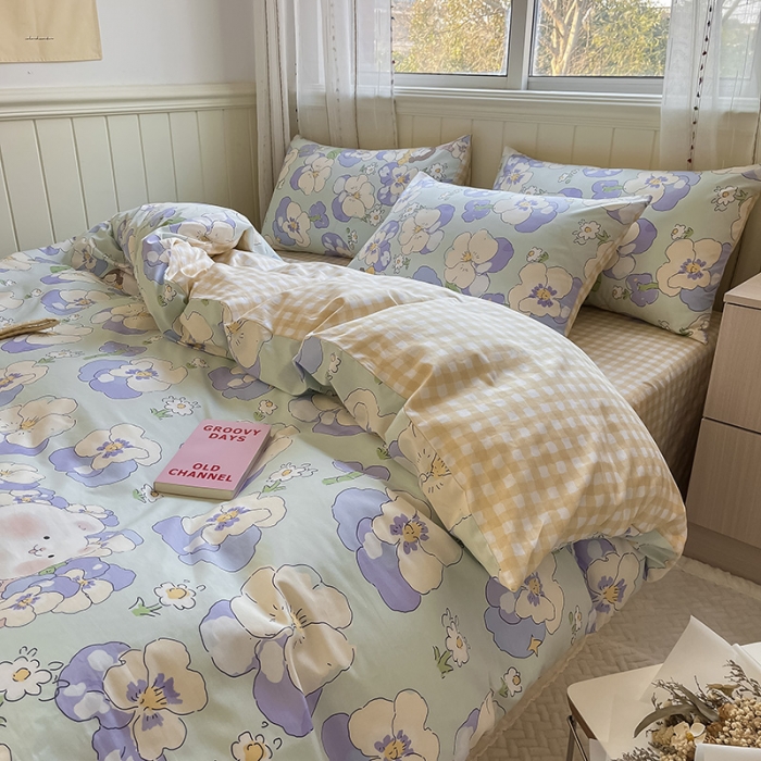 91家纺网 家纺一手货源 找家纺 桃子家居 2022新款ins小清新奶油卡通纯棉系列四件套 奇幻乐园