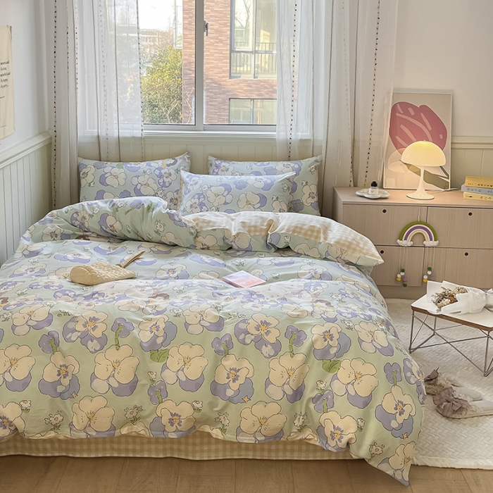 91家纺网 家纺一手货源 找家纺 桃子家居 2022新款ins小清新奶油卡通纯棉系列四件套 奇幻乐园