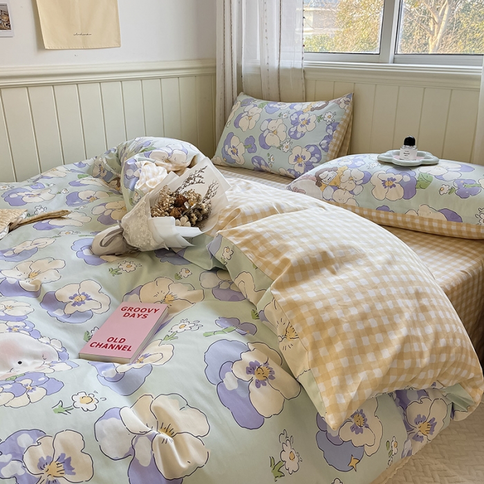 91家纺网 家纺一手货源 找家纺 桃子家居 2022新款ins小清新奶油卡通纯棉系列四件套 奇幻乐园