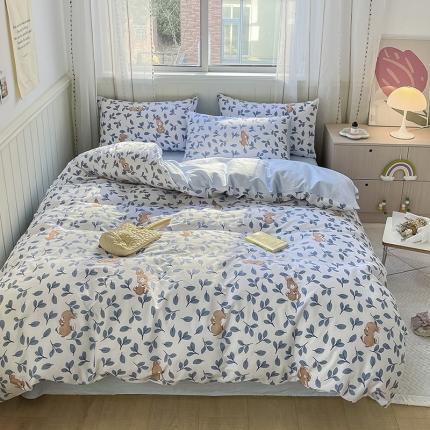 桃子家居 2022新款ins小清新奶油卡通纯棉系列四件套 兔宝宝