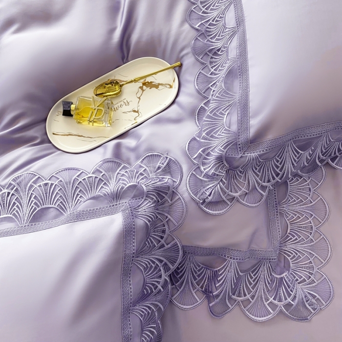 91家纺网 家纺一手货源 找家纺 总榻尚2023LF80奥地利天丝四件套精致蕾丝花边款会员减20