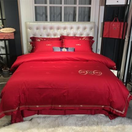 91家纺网 家纺一手货源 找家纺 （总）玖玖爱 2022新款100S贡缎婚庆套件