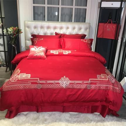 91家纺网 家纺一手货源 找家纺 （总）玖玖爱 2022新款100S贡缎婚庆套件