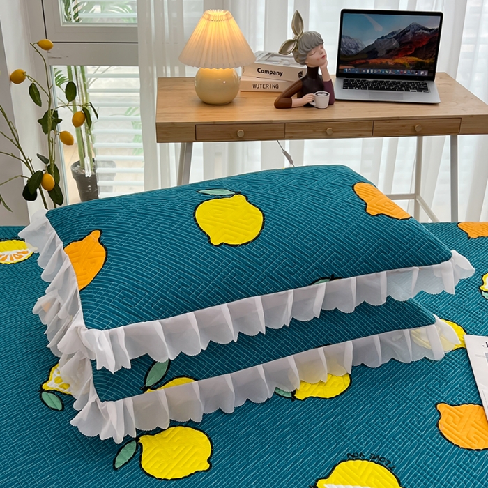 91家纺网 家纺一手货源 找家纺 新款四季通用夹棉枕套一对 翠绿色