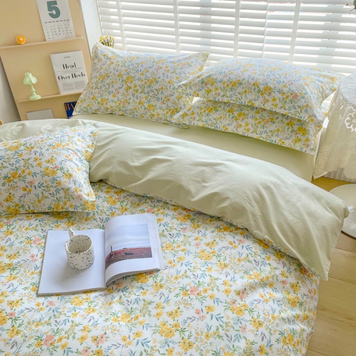 91家纺网 家纺一手货源 找家纺 柠馨 2023新款现代极简13376全棉四件套(硬包) 多彩