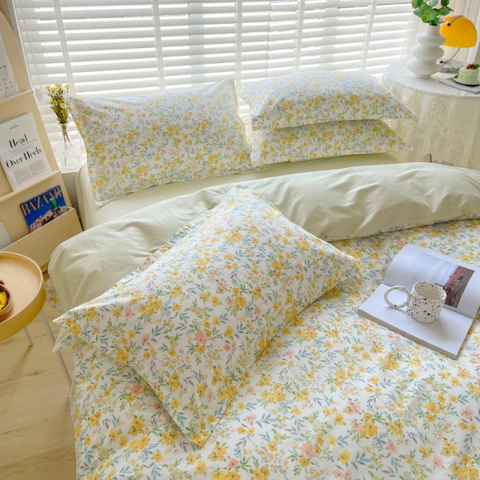 91家纺网 家纺一手货源 找家纺 柠馨 2023新款现代极简13376全棉四件套(硬包) 多彩