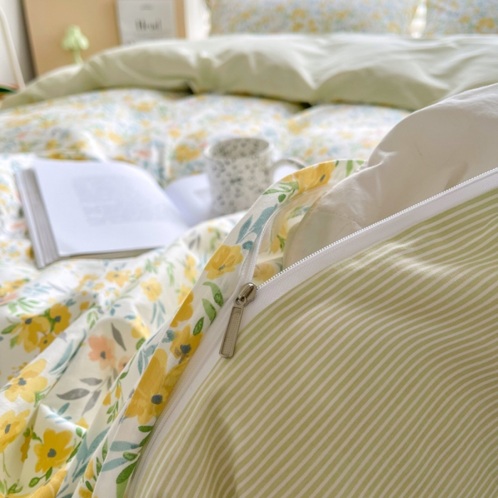 91家纺网 家纺一手货源 找家纺 柠馨 2023新款现代极简13376全棉四件套(硬包) 多彩