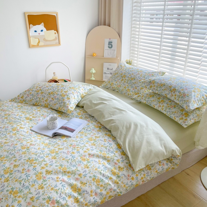 91家纺网 家纺一手货源 找家纺 柠馨 2023新款现代极简13376全棉四件套(硬包) 多彩