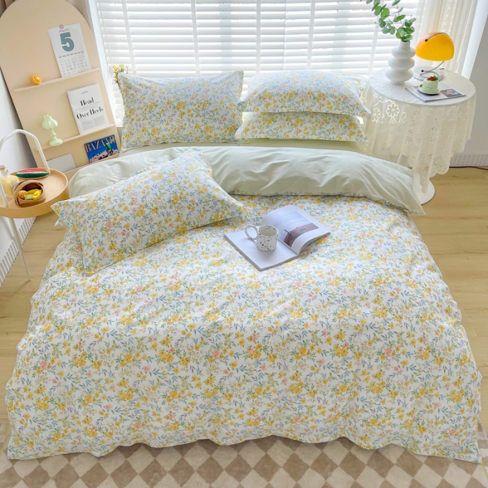 91家纺网 家纺一手货源 找家纺 柠馨 2023新款现代极简13376全棉四件套(硬包) 多彩