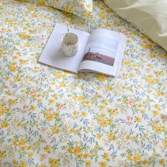 91家纺网 家纺一手货源 找家纺 柠馨 2023新款现代极简13376全棉四件套(硬包) 多彩