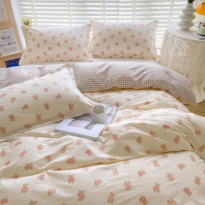 91家纺网 家纺一手货源 找家纺 柠馨 2023新款现代极简13376全棉四件套(硬包) 雅宝熊