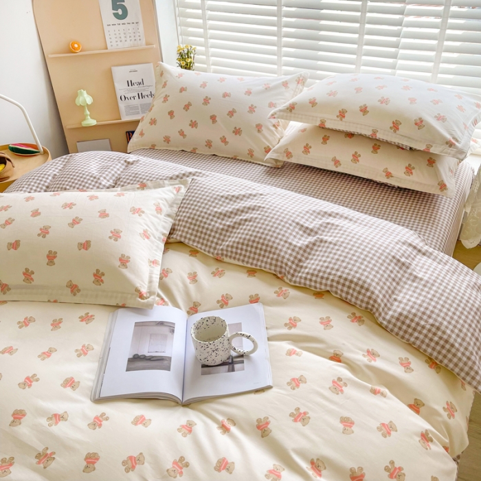 91家纺网 家纺一手货源 找家纺 柠馨 2023新款现代极简13376全棉四件套(硬包) 雅宝熊