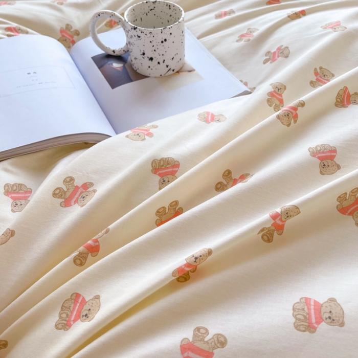 91家纺网 家纺一手货源 找家纺 柠馨 2023新款现代极简13376全棉四件套(硬包) 雅宝熊