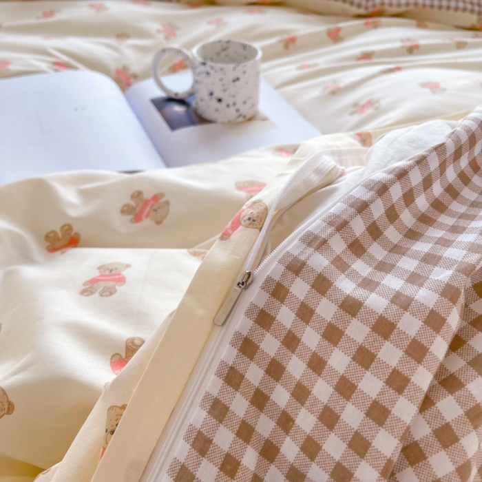 91家纺网 家纺一手货源 找家纺 柠馨 2023新款现代极简13376全棉四件套(硬包) 雅宝熊