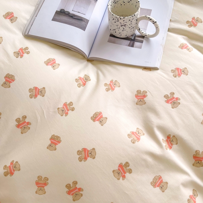 91家纺网 家纺一手货源 找家纺 柠馨 2023新款现代极简13376全棉四件套(硬包) 雅宝熊