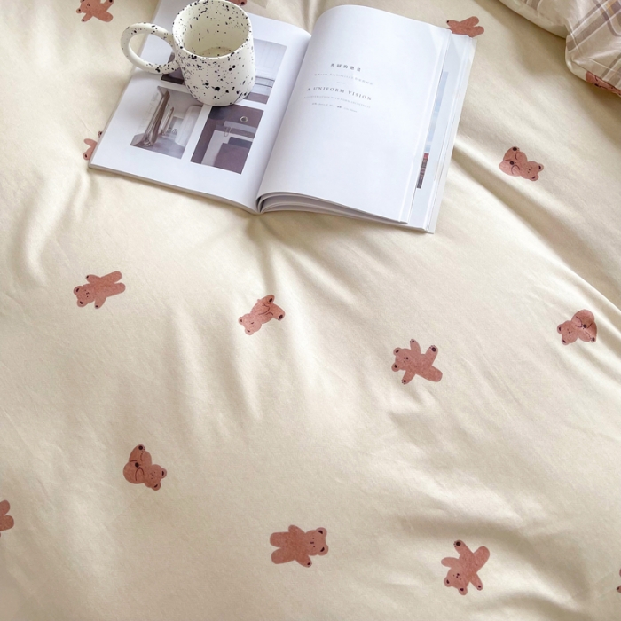 91家纺网 家纺一手货源 找家纺 柠馨 2023新款现代极简13376全棉四件套(硬包) 熊宝贝