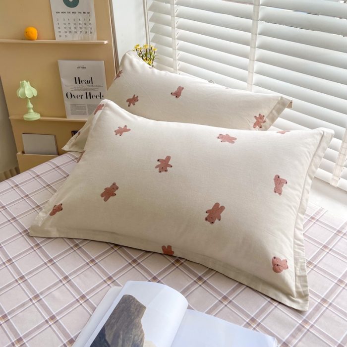 91家纺网 家纺一手货源 找家纺 柠馨 2023新款现代极简13376全棉四件套(硬包) 熊宝贝