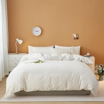 91家纺网 家纺一手货源 找家纺 宝士康 2023新款无印风系列四件套 本白