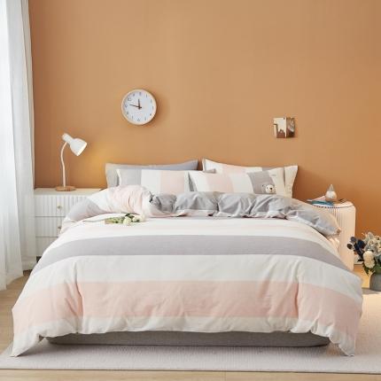 91家纺网 家纺一手货源 找家纺 宝士康 2023新款无印风系列四件套 桃玉粉