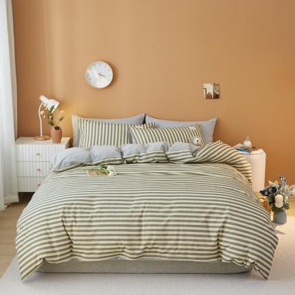 91家纺网 家纺一手货源 找家纺 宝士康 2023新款无印风系列四件套 雅灰中条