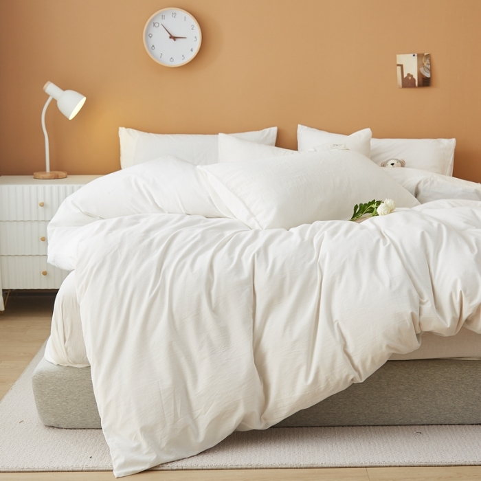 91家纺网 家纺一手货源 找家纺 宝士康 2023新款无印风系列四件套 本白