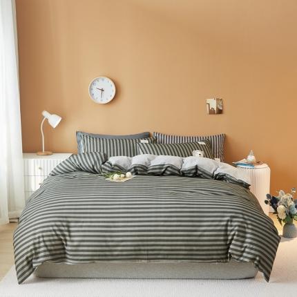 宝士康 2023新款无印风系列四件套 简约灰条