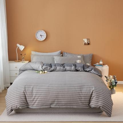 宝士康 2023新款无印风系列四件套 麻灰白条