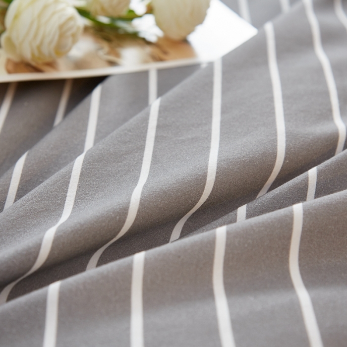 91家纺网 家纺一手货源 找家纺 宝士康 2023新款无印风系列四件套 麻灰白条