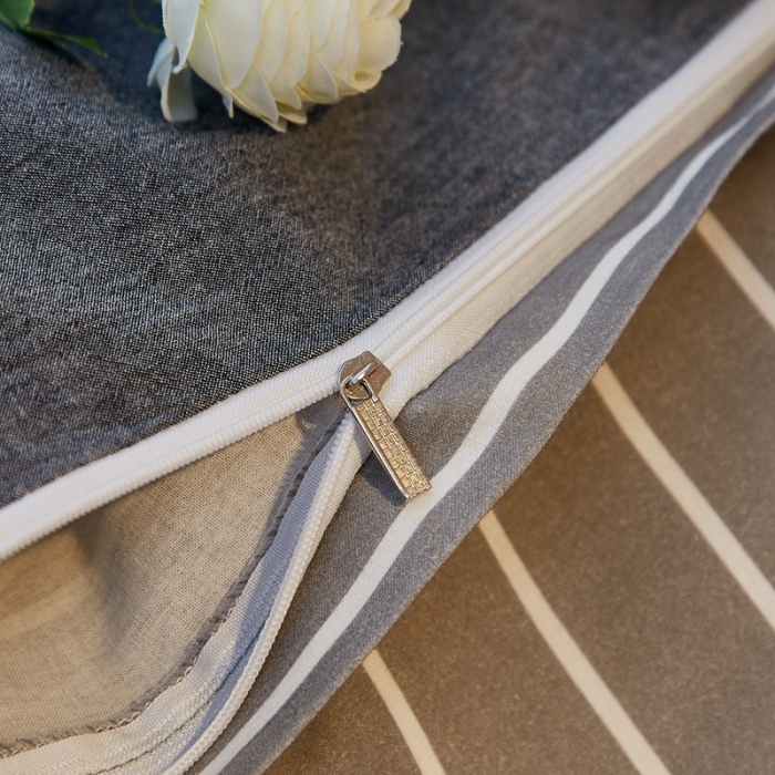 91家纺网 家纺一手货源 找家纺 宝士康 2023新款无印风系列四件套 麻灰白条