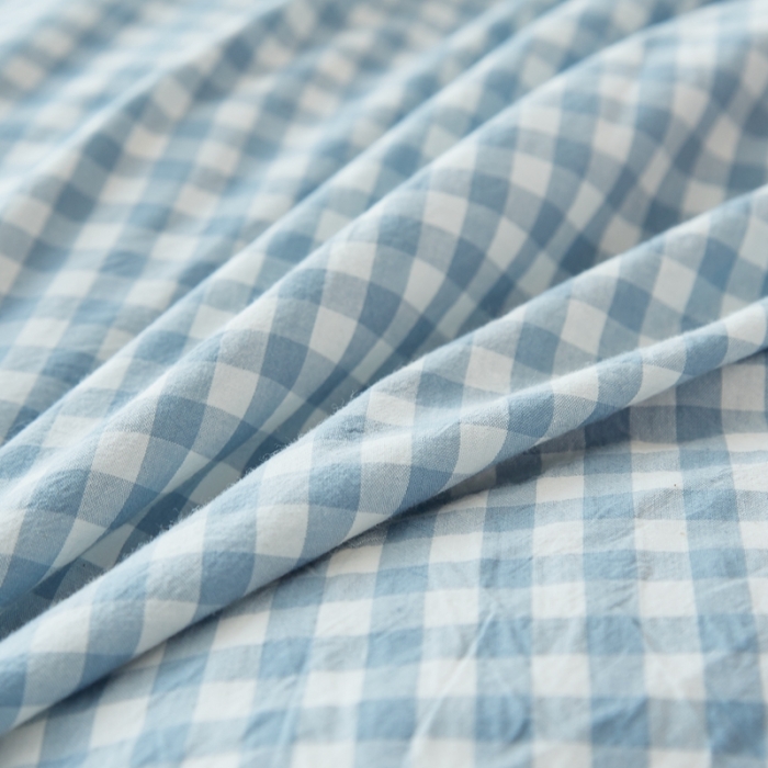 91家纺网 家纺一手货源 找家纺 宝士康 2023新款无印风系列四件套 天蓝小格