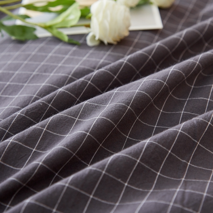 91家纺网 家纺一手货源 找家纺 宝士康 2023新款无印风系列四件套 小黑格