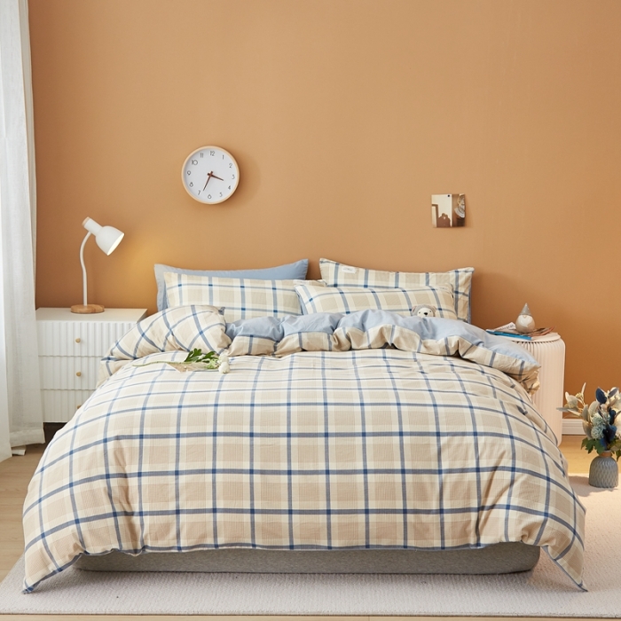 91家纺网 家纺一手货源 找家纺 宝士康 2023新款无印风系列四件套 英伦格