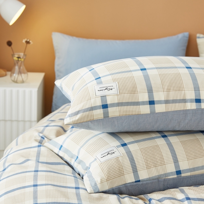 91家纺网 家纺一手货源 找家纺 宝士康 2023新款无印风系列四件套 英伦格