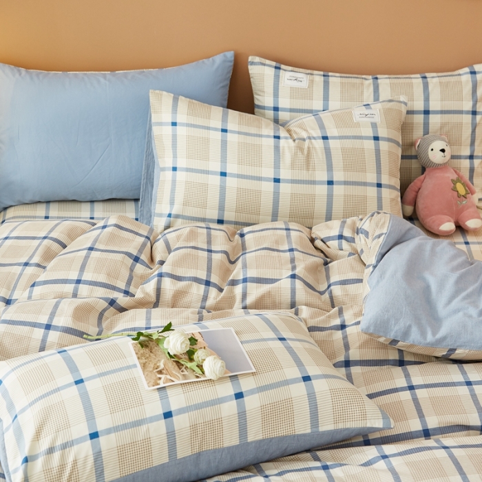 91家纺网 家纺一手货源 找家纺 宝士康 2023新款无印风系列四件套 英伦格